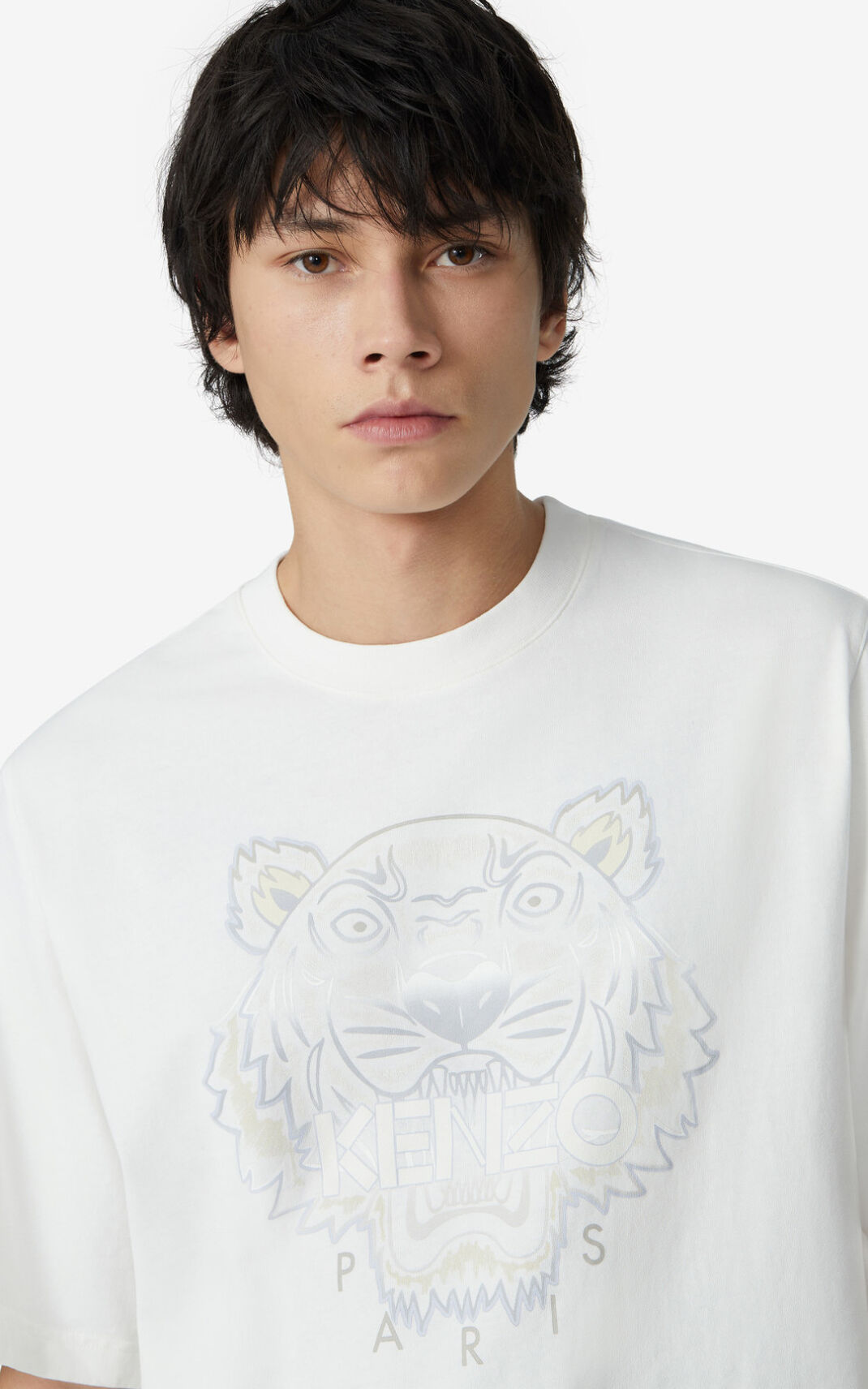 Camisetas Kenzo Gradient Tiger Hombre Blancas NIQ685791